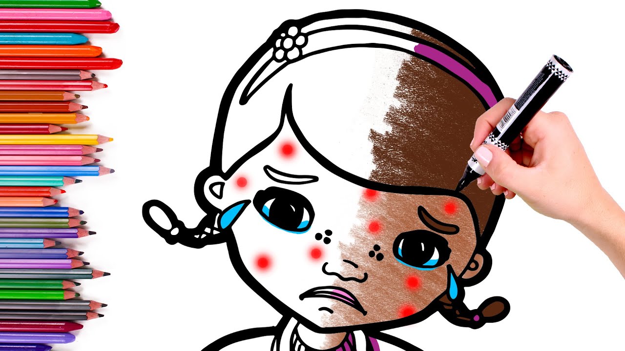 Dibuja y Colorea 🌈 La DOCTORA JUGUETES tiene varicela 👩‍⚕️💜