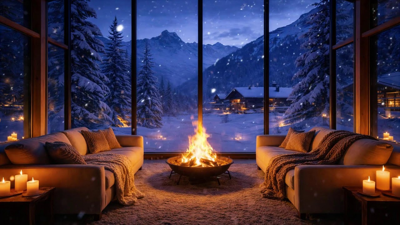 Live Cozy Cafe Ambience  Fireplace & Soft Jazz