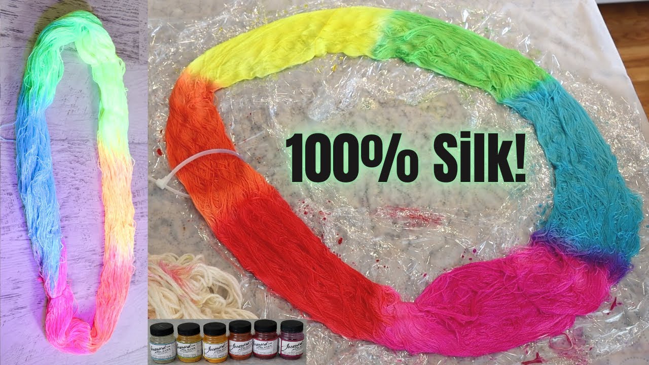 Dyepot PS #62 - Handpainting 100% Silk Lace Weight Yarn with Fluorescent Rainbow Acid Dyes
