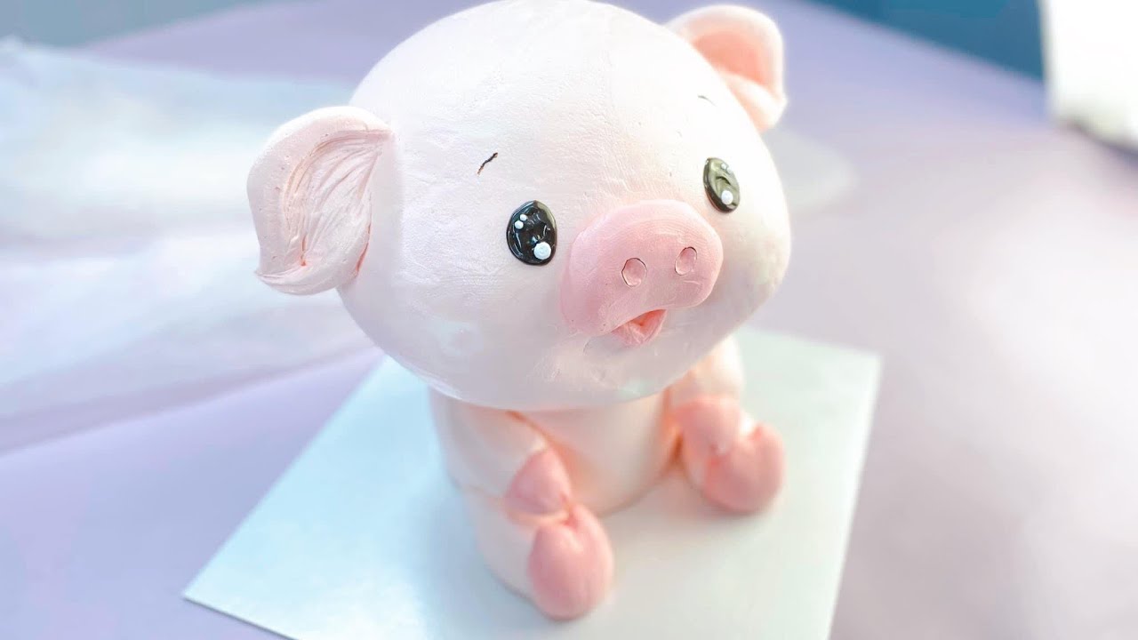 Bánh kem tạo hình chú heo con siêu cute - pig shaped cake