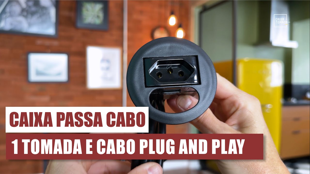Caixa de Tomada Passa Cabo com 1 tomada 10A e cabo Plug