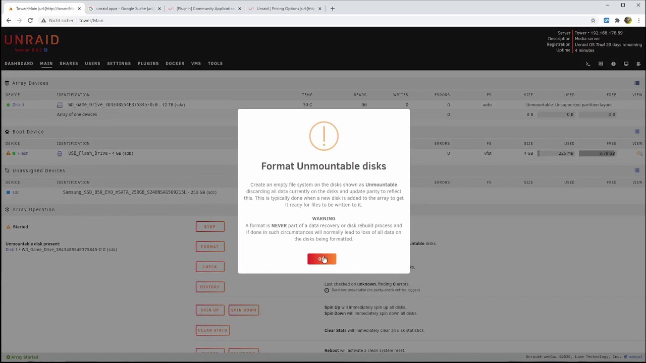 Unraid Installation und Ersteinrichtung in unter 10 Minuten