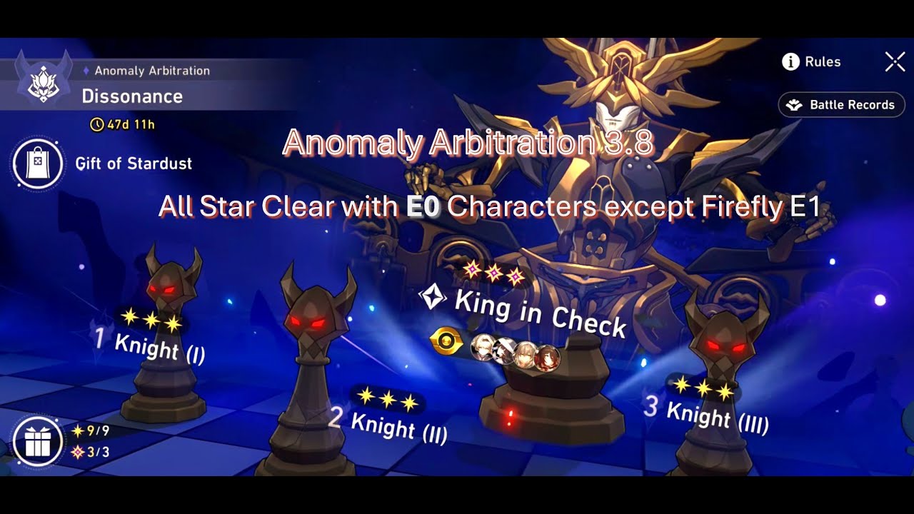 Honkai Star Rail - Anomaly Arbitration 3.8 (All 3 Stars) with E0 Characters except Firefly E1