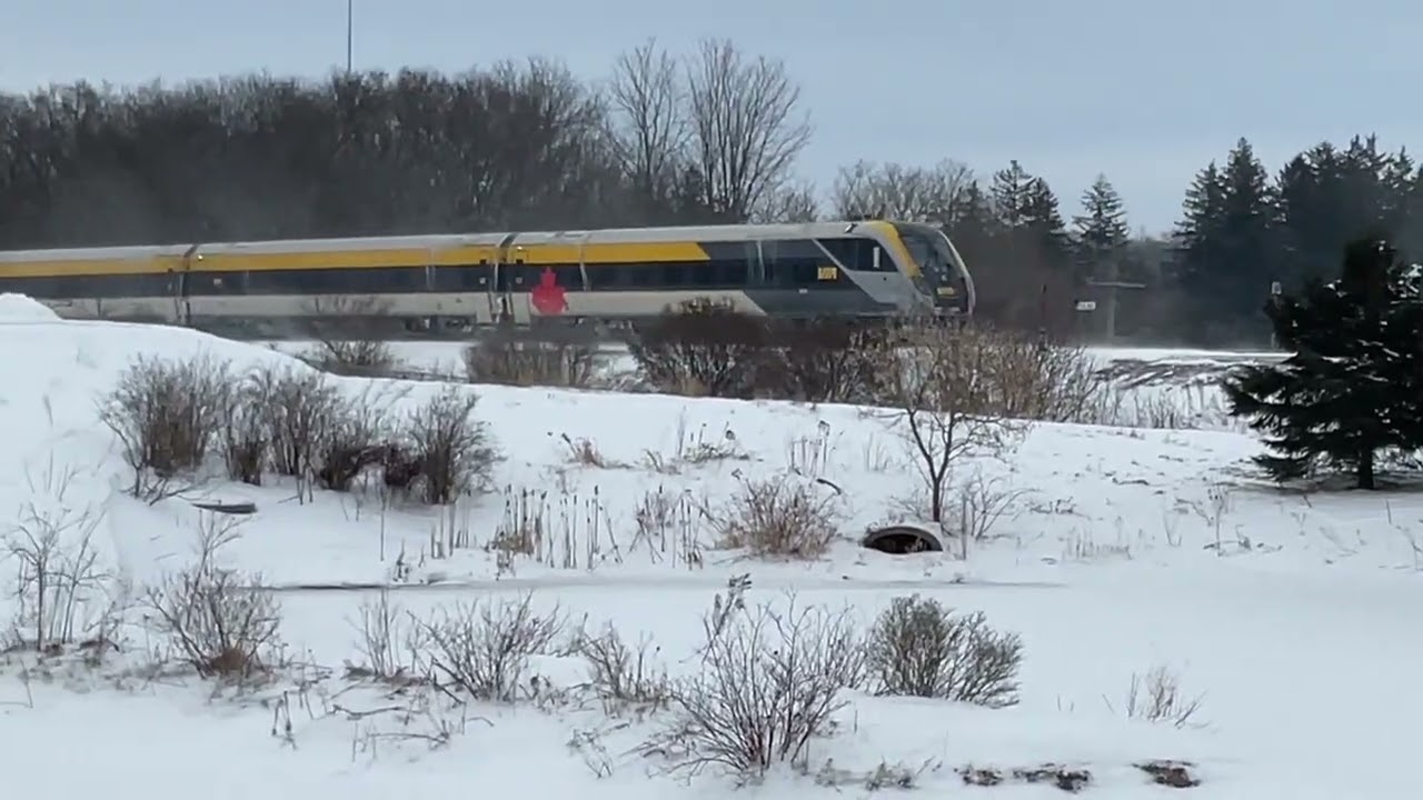 Via rail P84 in the snow near Baden ontario 