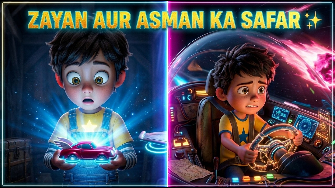 Zayan Aur Asmaan Ka Safar ✨ Magical Flying Car | KIDZLING 3D Animated Story in Urdu