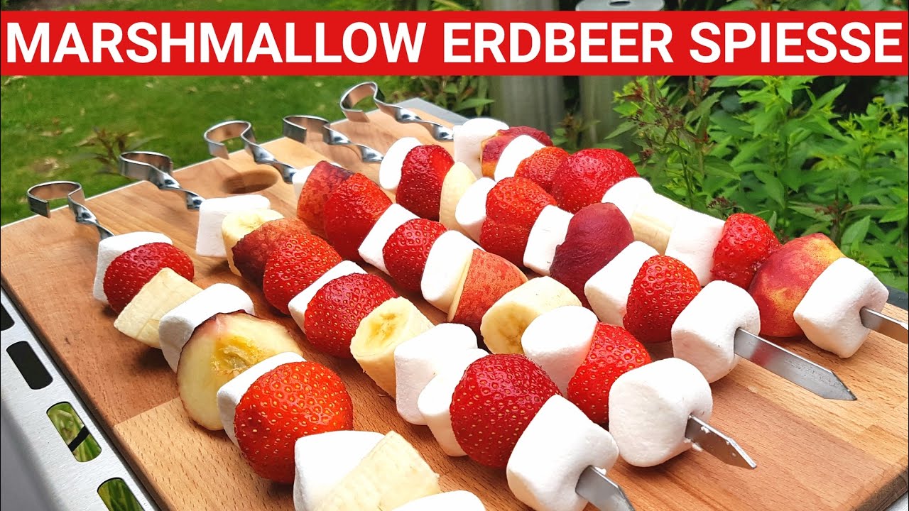 ♨️ GRILLBLITZ: Marshmallow Erdbeer Spieße, perfekt vom Gasgrill, BBQ Tutorial, Fruchtspiesse