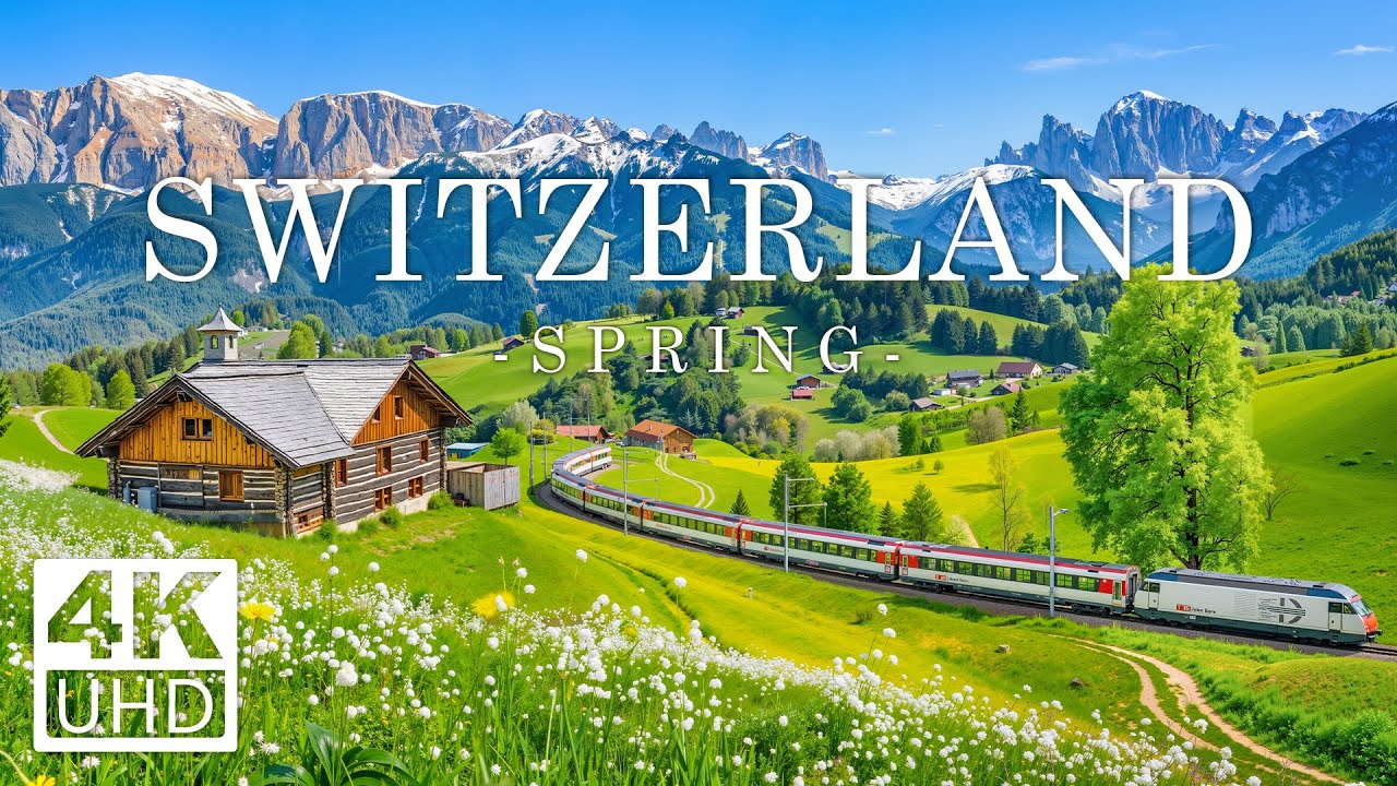 Switzerland in Spring 4K - Breathtaking Views of Matterhorn, Jungfrau, Peaceful Countryside