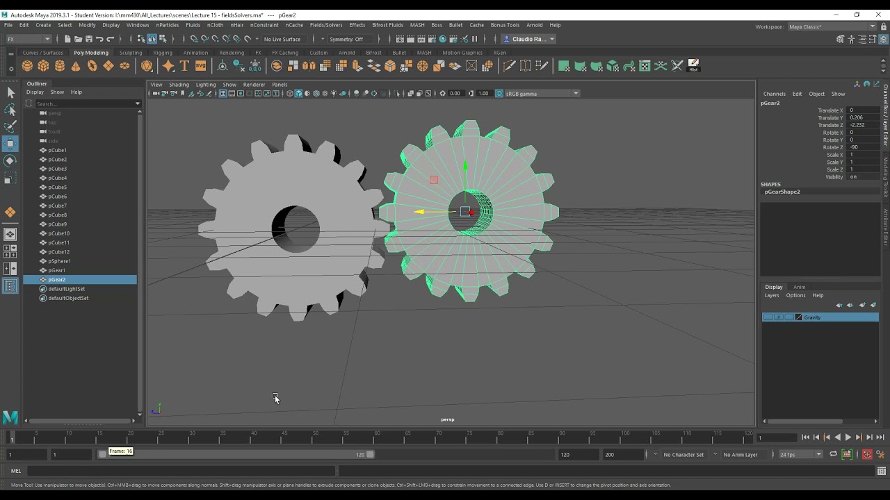 Maya - Easy Gear Animation with FieldsSolvers