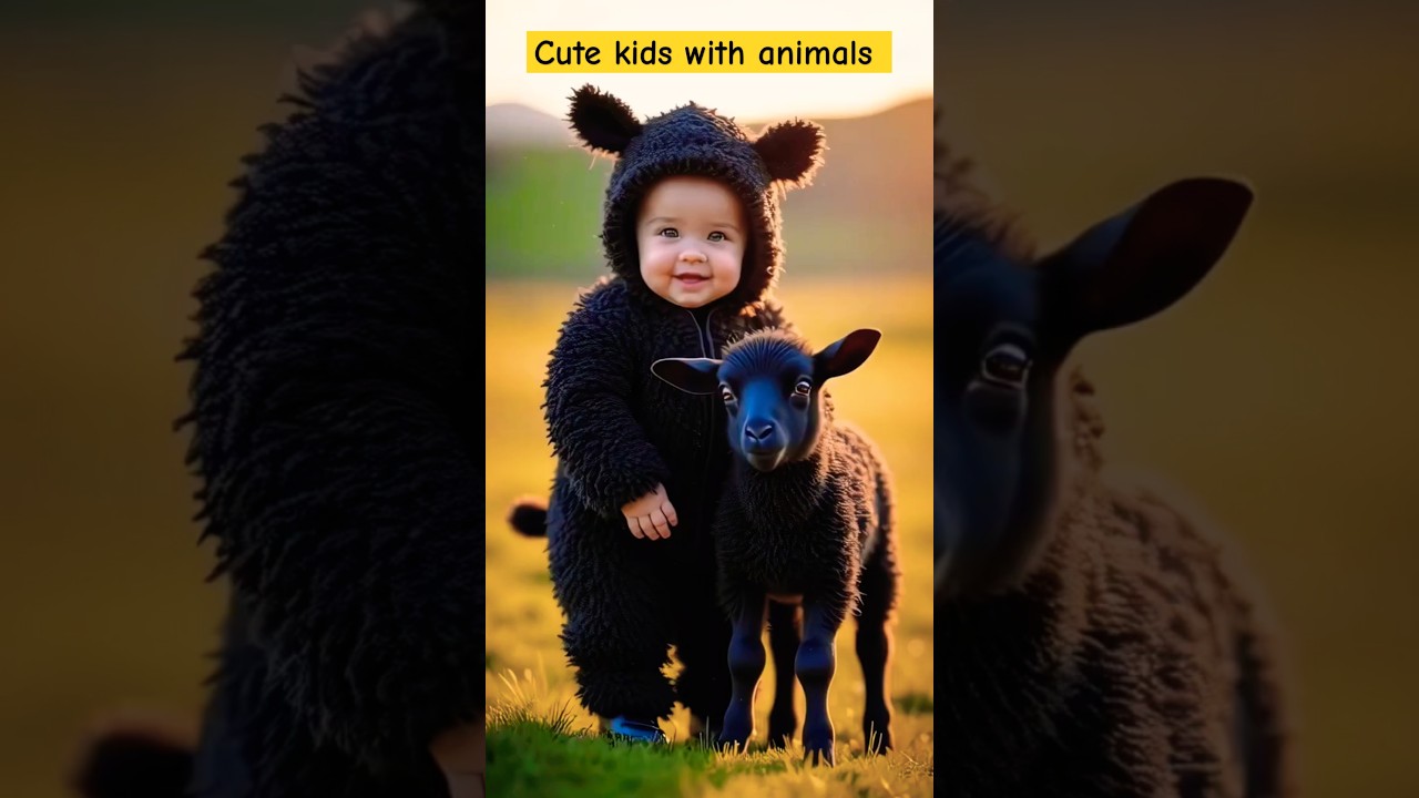 Cute kids with baby animals voice #ai #shortsfeed #shorts #artificialintellingence #baby #animals