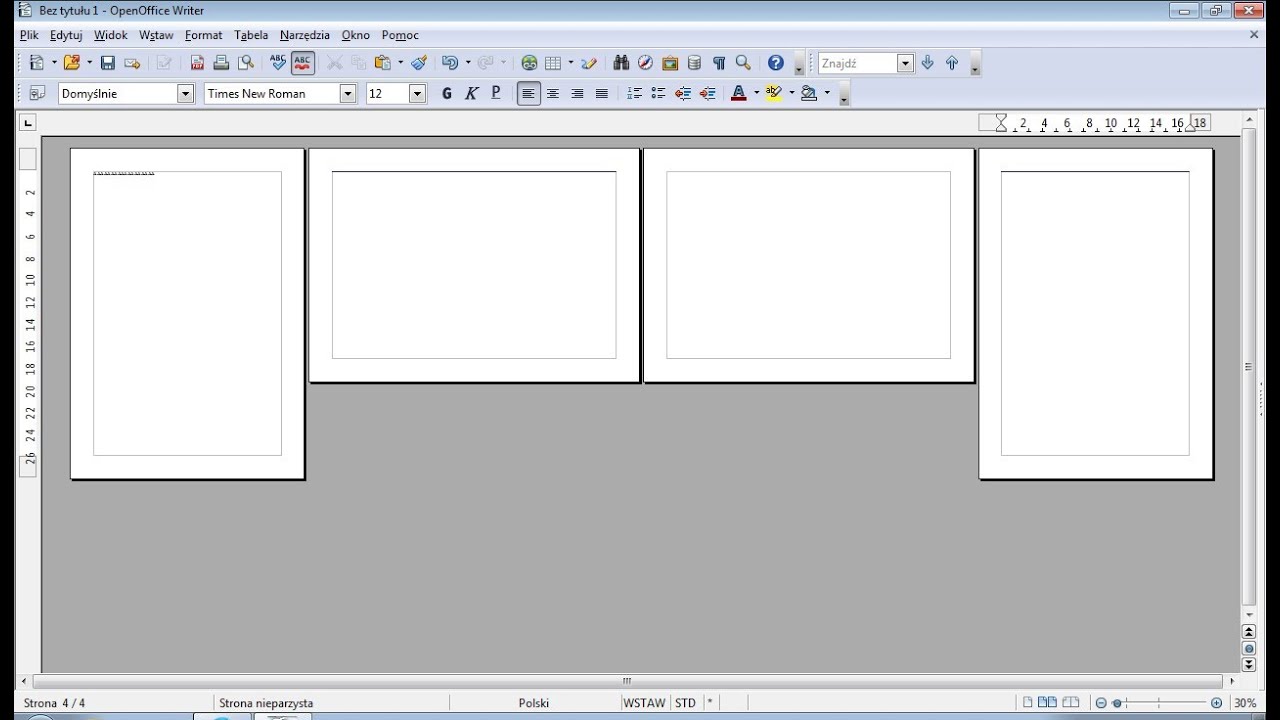 Poziome i pionowe strony w OpenOffice Writer