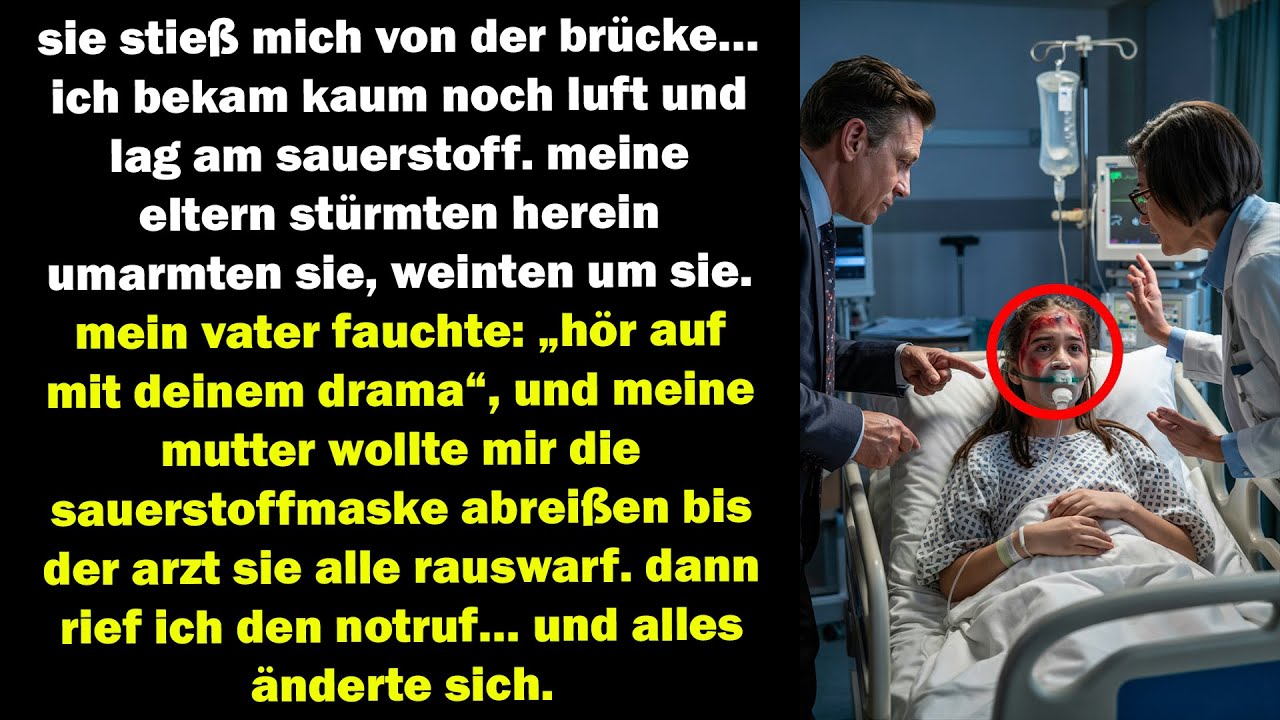 meine schwester stieß mich von der brücke – meine eltern ignorierten mich, bis der arzt sie rauswarf