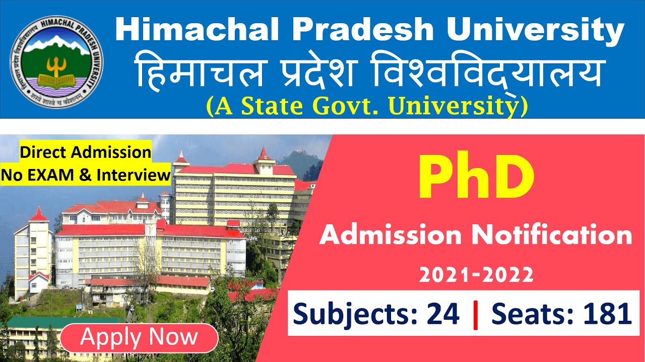 PhD Admission Notification 2021 in Himachal Pradesh University | Himachal Pradesh University PhD
