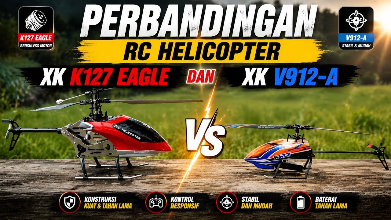 Radio Control Helicopter Stabil Murah Terbaik XK K127 Eagle dan Xk V912-A Rc Helicopter Untuk Pemula