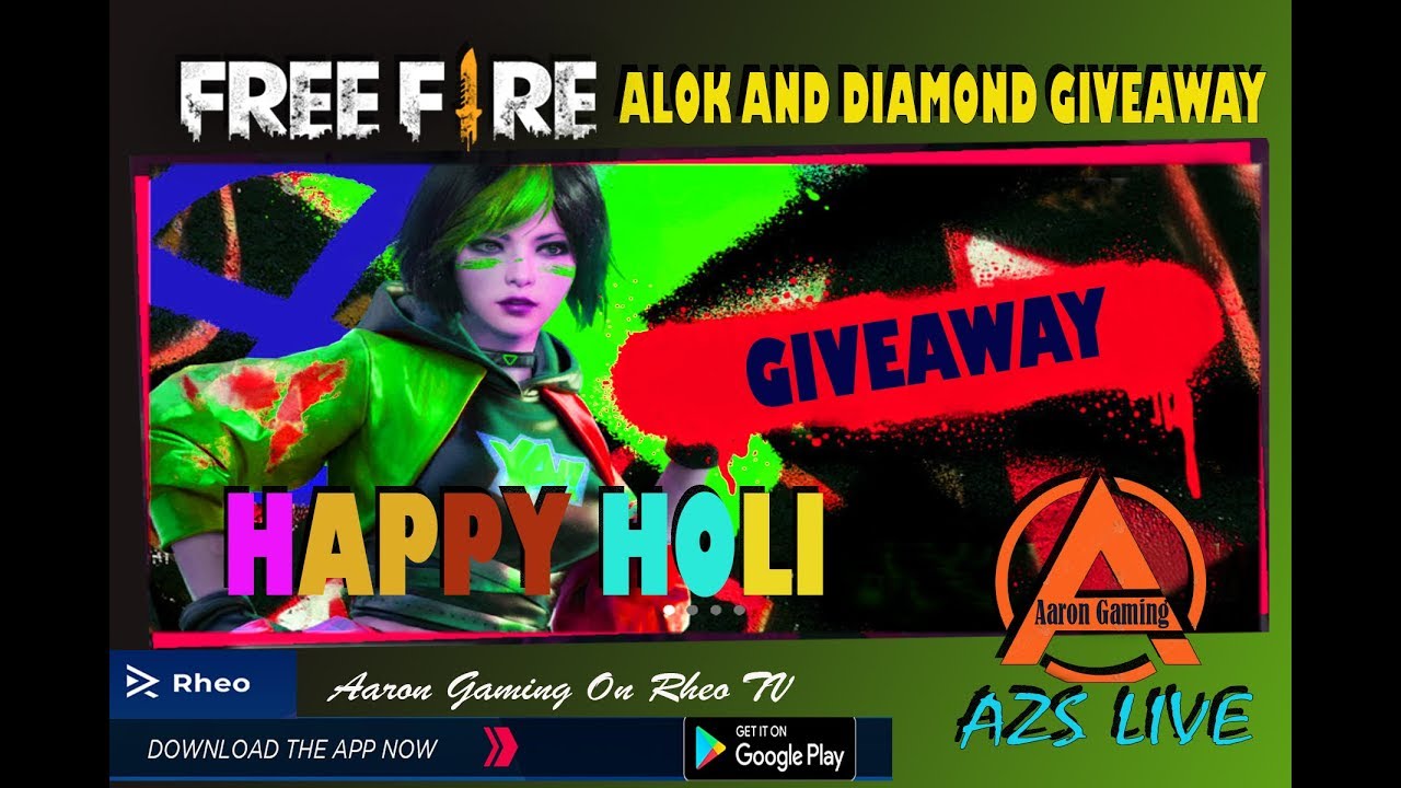 FREE FIRE LIVE //HOLI SPECIAL GIVEAWAY//CUSTOM ROOMS //Azs Live // JOIN NOW
