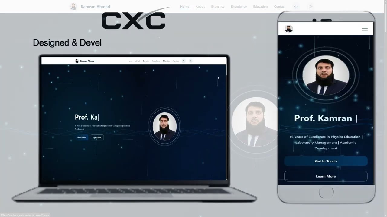 Custom personal portfolio website delivered by 