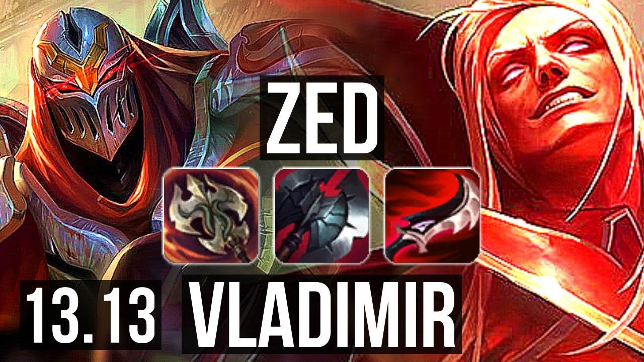 ZED vs VLADIMIR (MID) | 9/0/6, 2400+ games, 2.1M mastery, Legendary | KR Challenger | 13.13