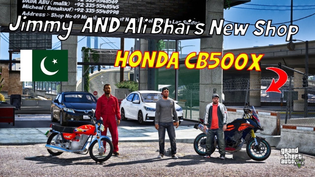 GTA 5 Pakistan | Jimmy and Ali Bhai's New Shop | Honda CB500X | Urdu