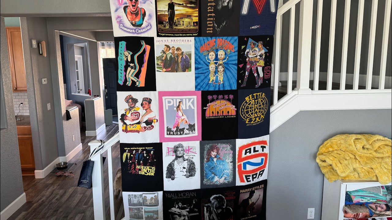 No longer live:T-Shirt Quilt #2- Piecing rows and sewing