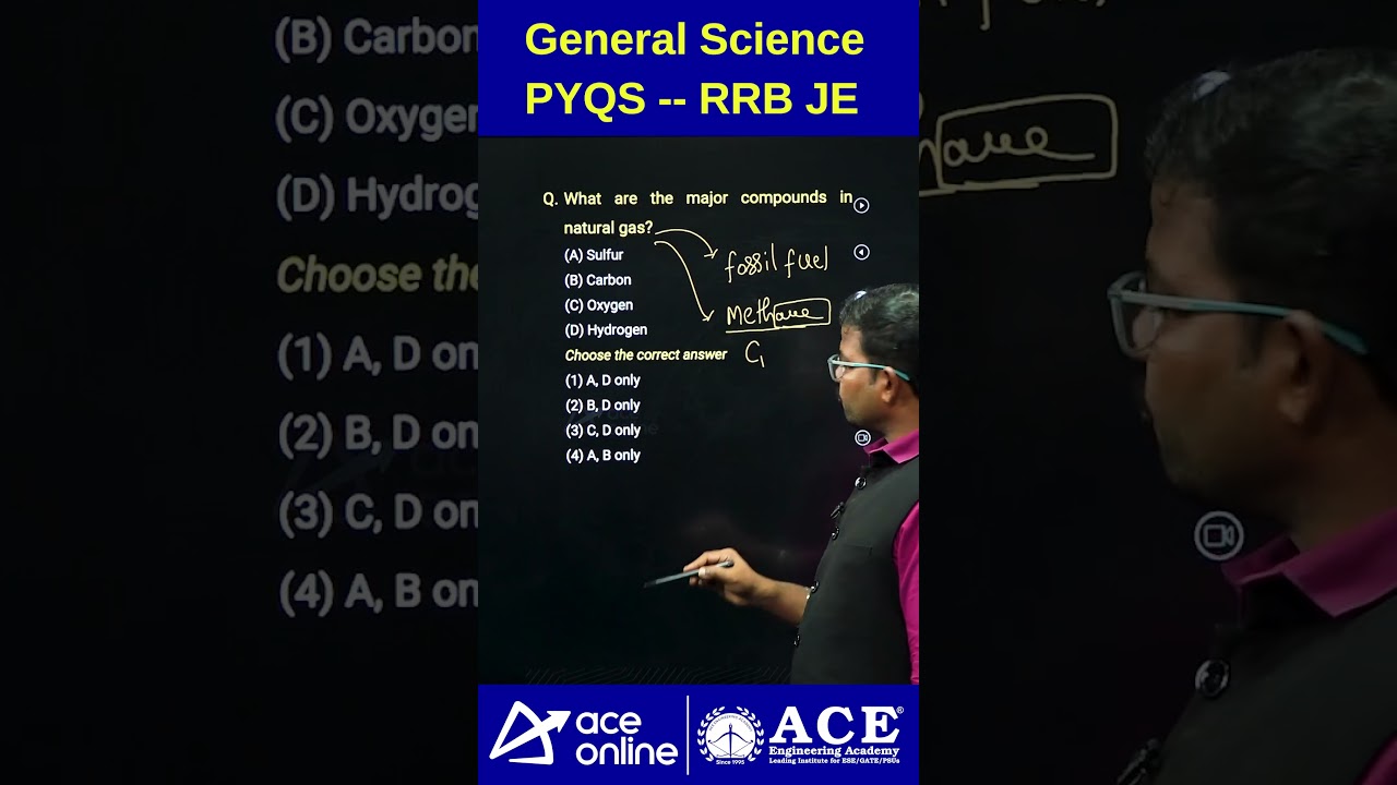 RRB JE: General Science PYQ's | What are the major compounds in #naturalgas? | ACE Online