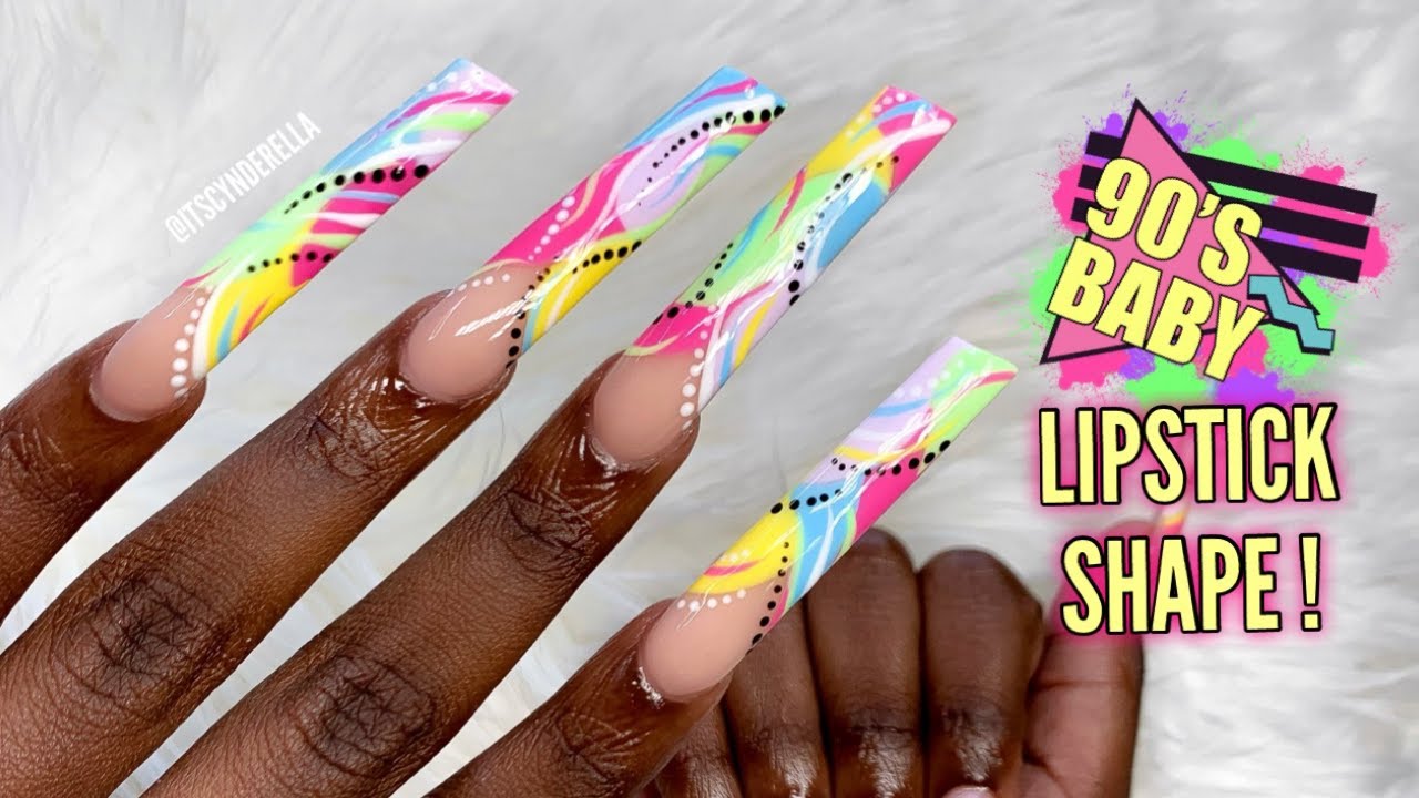 WATCH ME WORK: LIPSTICK SHAPE 90S NAILS | XXL LONG NAILS | ACRYLIC NAILS