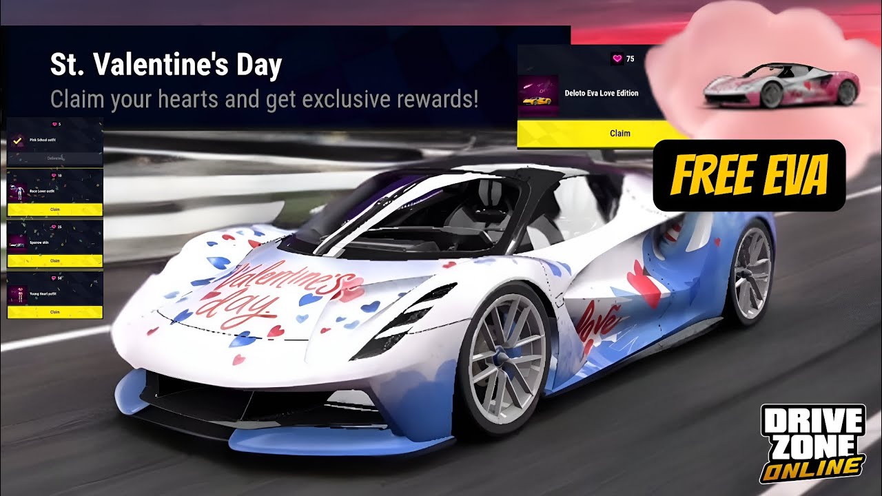 Drive Zone Online: St.Valentines Event | Free EVA Or Skin At 75 ❤️ !! @DriveZoneOnline @Devils2999 