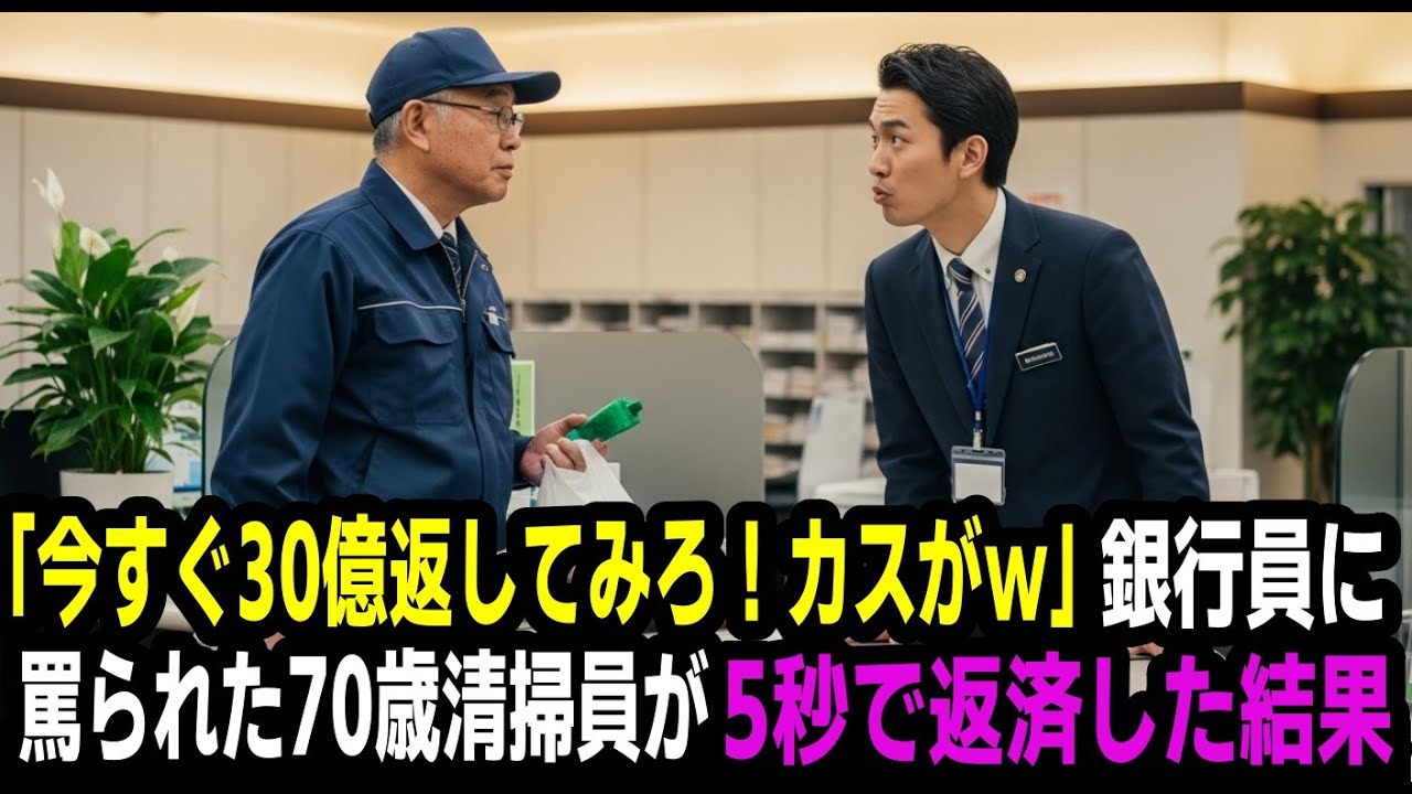 「このカス企業がｗ」「今すぐ30億返してみろよ」エリート銀行員に罵られた70歳の清掃員。「分かりました。後悔しませんね？」即日返済した結果…