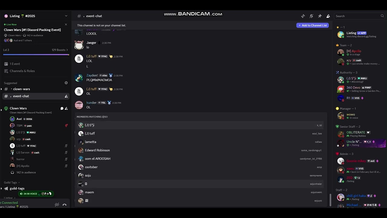 TBM vs AUD in /Listing (CLOWNWARS EVENT) [J4J Discord Packing]