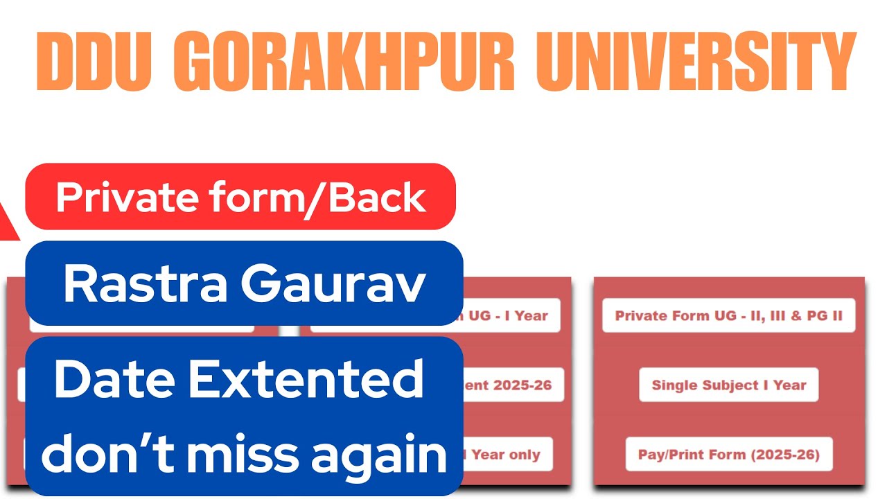 DDU Gorakhpur University Back & Private Exam Form Date Extended | Latest Update 2026
