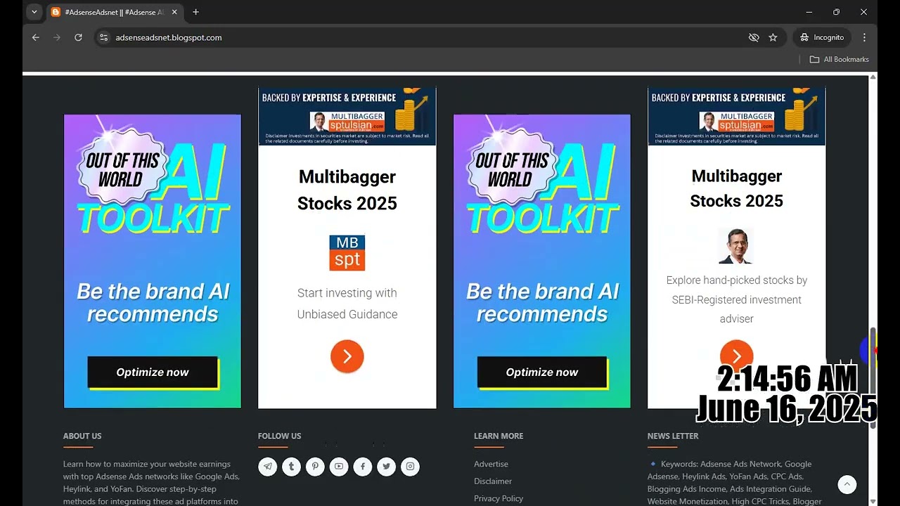 #adsnetpublisher How To Ads Settings For Adsense Banner Ads Show on Blogger Website