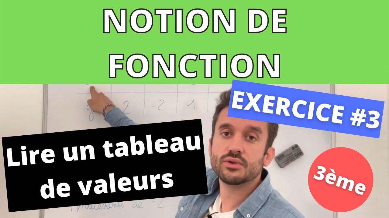 Lire le tableau de valeurs d'une fonction  3ème