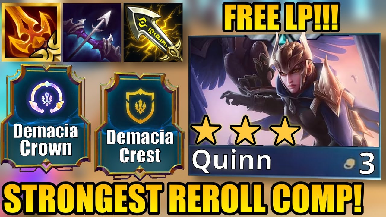 THIS DEMACIA QUINN REROLL COMP IS *FREE* LP!!! | Teamfight Tactics Set 9.5 Ranked
