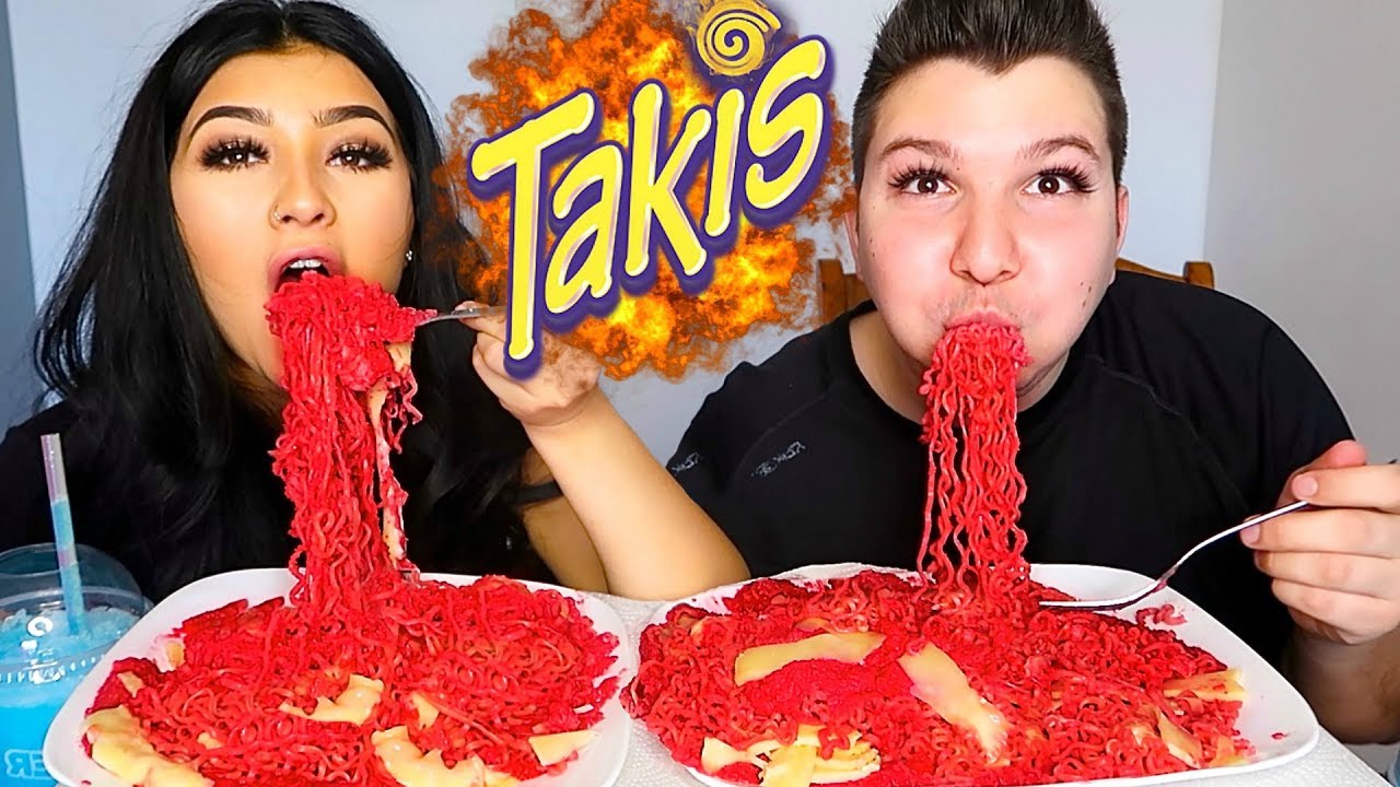 Extreme Spicy Takis Fire Noodles With Karlee Steel &bull; MUKBANG