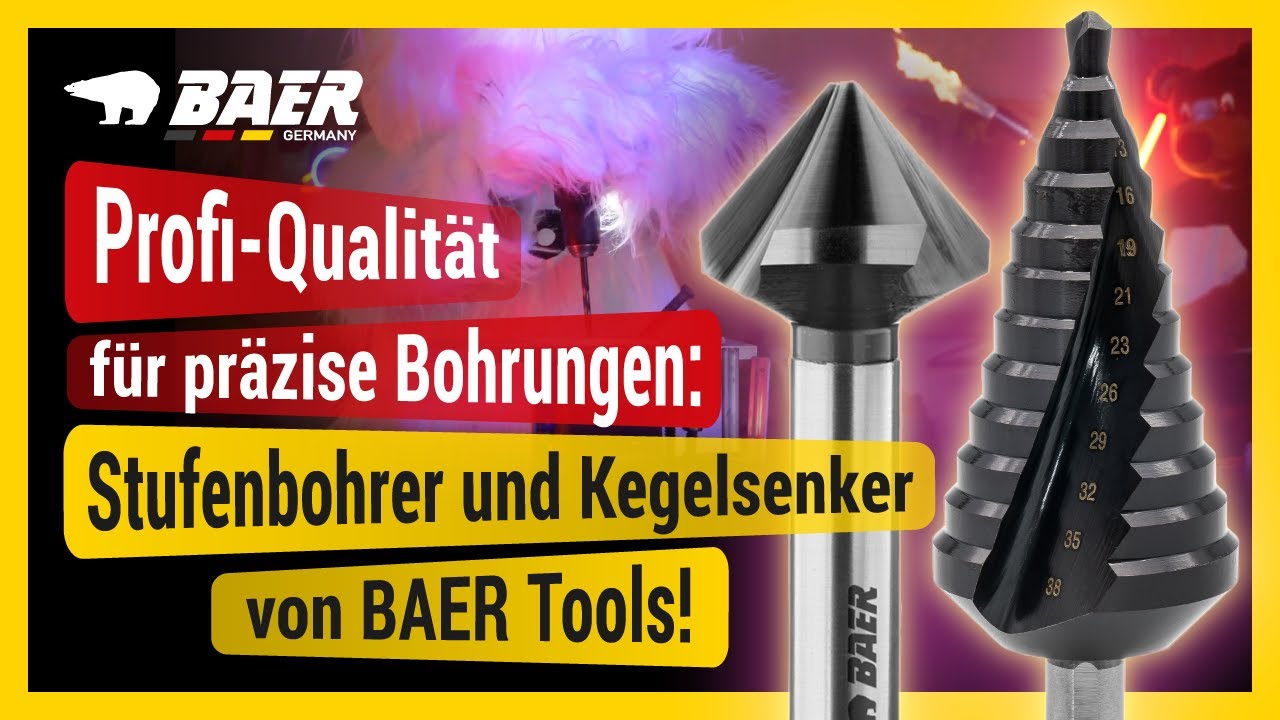 Profi-Qualit&auml;t f&uuml;r pr&auml;zise Bohrungen: Stufenbohrer und Kegelsenker von BAER Tools! 💪🔩