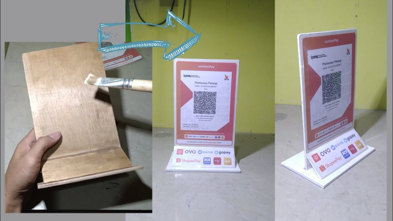 Stand Kartu Kartu Qris Dari Triplek Sisa. Ide Kreatif Luar biasa.