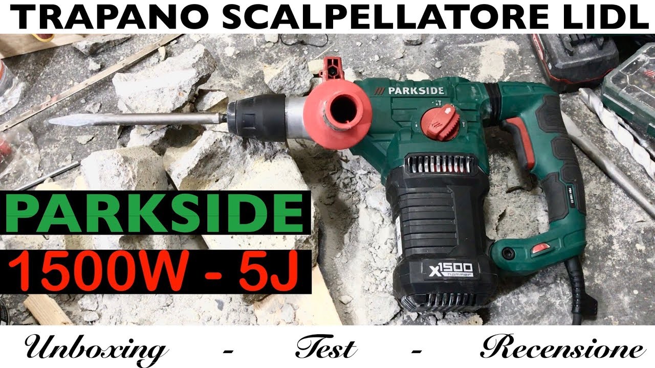 Trapano a percussione tassellatore 1500W 5J. Parkside Lidl. Martello Pneuamatico. Come PBH 15000 F6