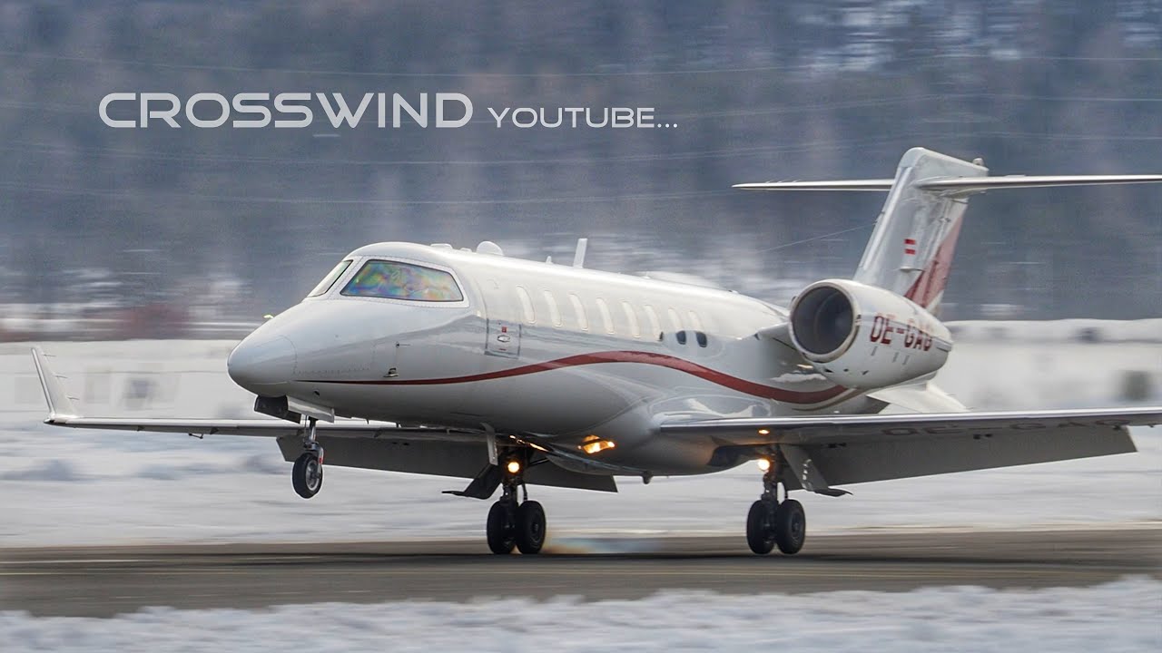 Learjet 75 Bombardier | Landing and Takeoff | Engadin Airport 02.01.2022 4K