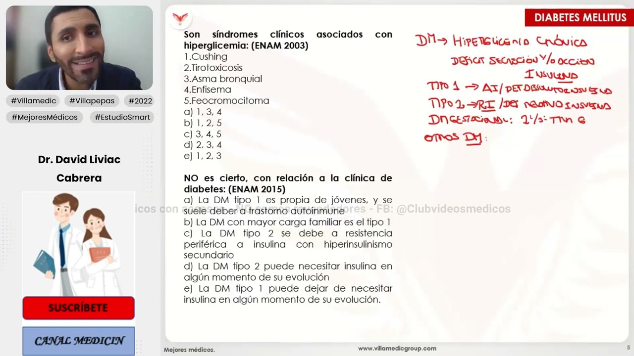 PREGUNTAS ENAM DE DIABETES MELLITUS PRIMERA PARTE - ENDOCRINOLOGÍA - VILLAMEDIC