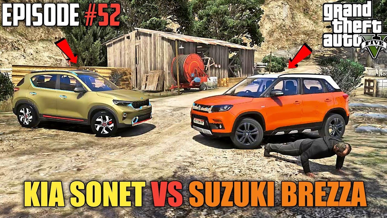 GTA 5 : KIA SONET VS SUZUKI VITARA BREZZA EXTREME OFFROADING 🔥