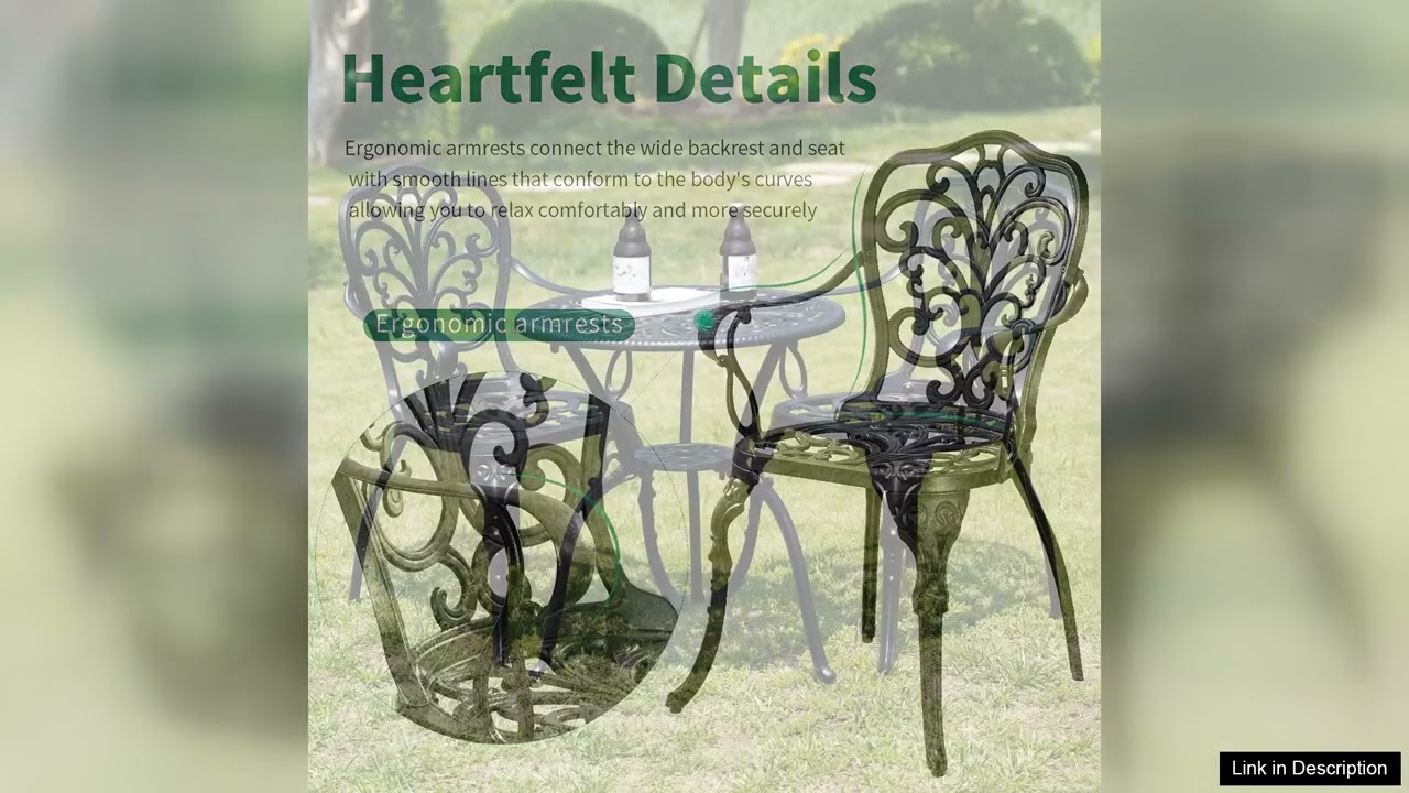 Withniture 3PCS Cast Aluminum Outdoor Bistro Set Patio Furniture Set for Garden Review