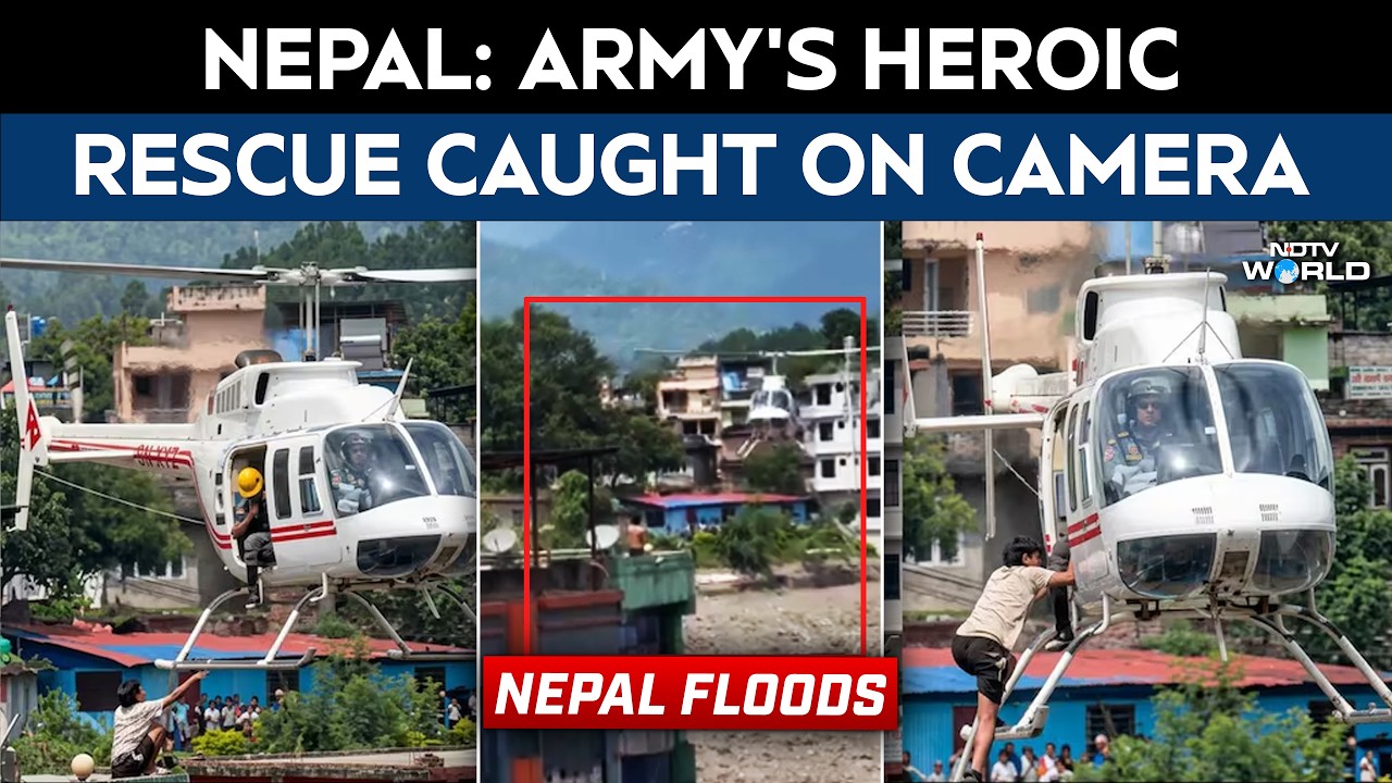 Nepal Flood Latest Update | Boy Waves T-Shirt, Climbs Onto Hovering Helicopter To Survive