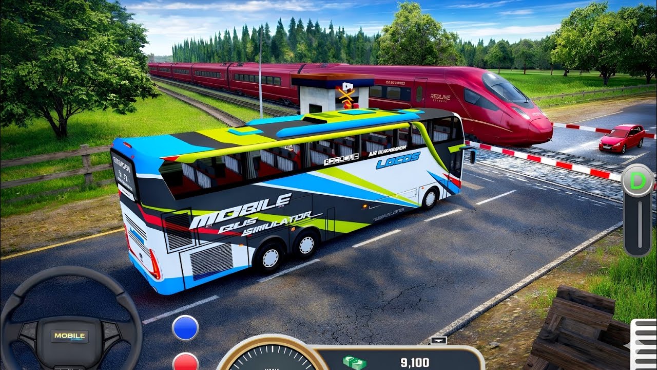 Realistic Bus Driving Simulator Gameplay | Train Crossing Challenge | Mobile Bus Simulator 3D