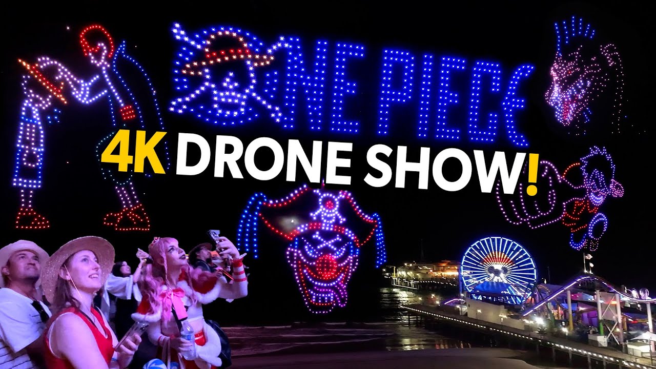 Full ONE PIECE Drone Show! Premiere / Fan Event STRAW HATS UNITE: Pirates on the Pier - Santa Monica