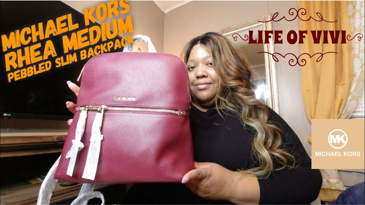 MUST SEE! Michael Kors Rhea Medium Pebbled Slim Backpack 2020