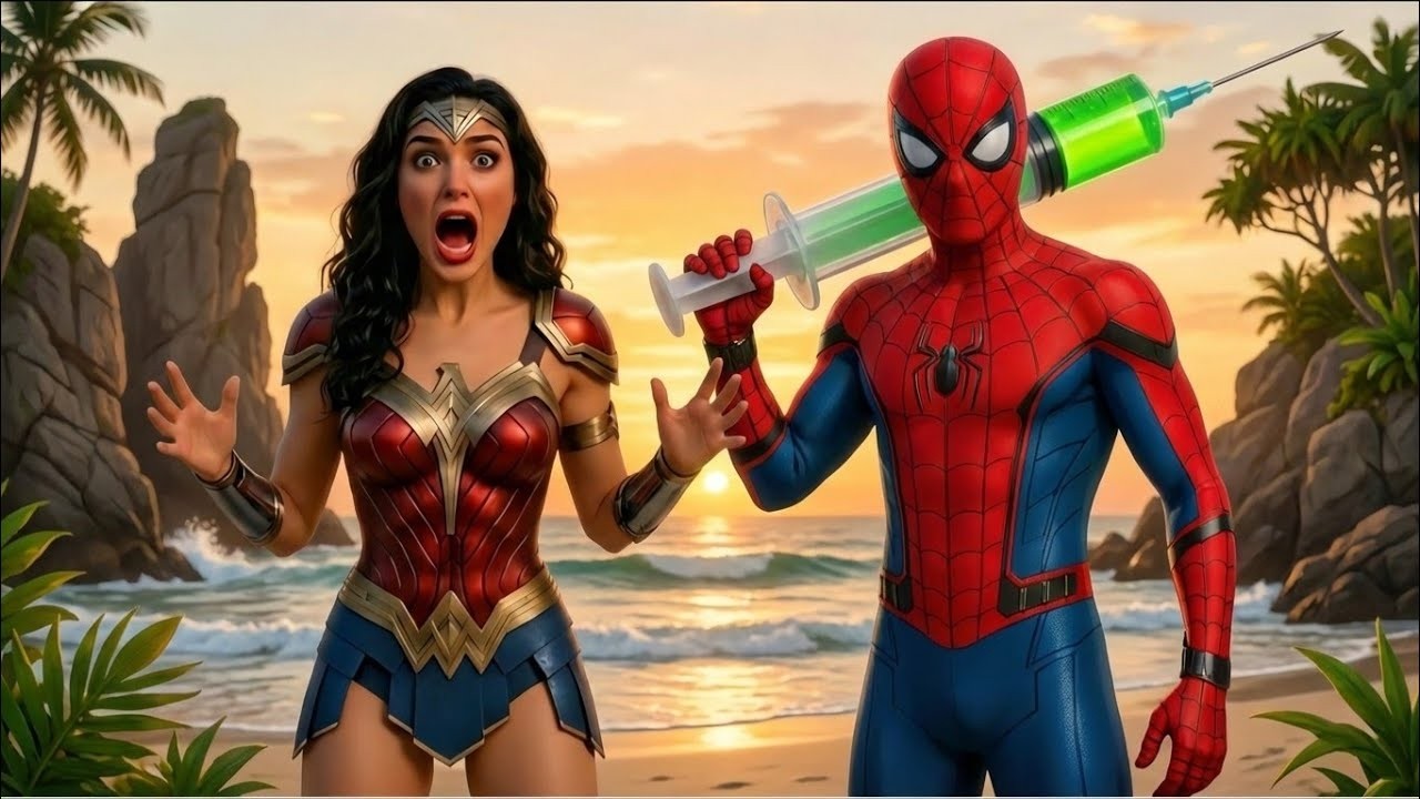 Unexpected Team-Up 💔 A Hilarious Spiderman & Thanos Fight Against Joker and Red Hulk