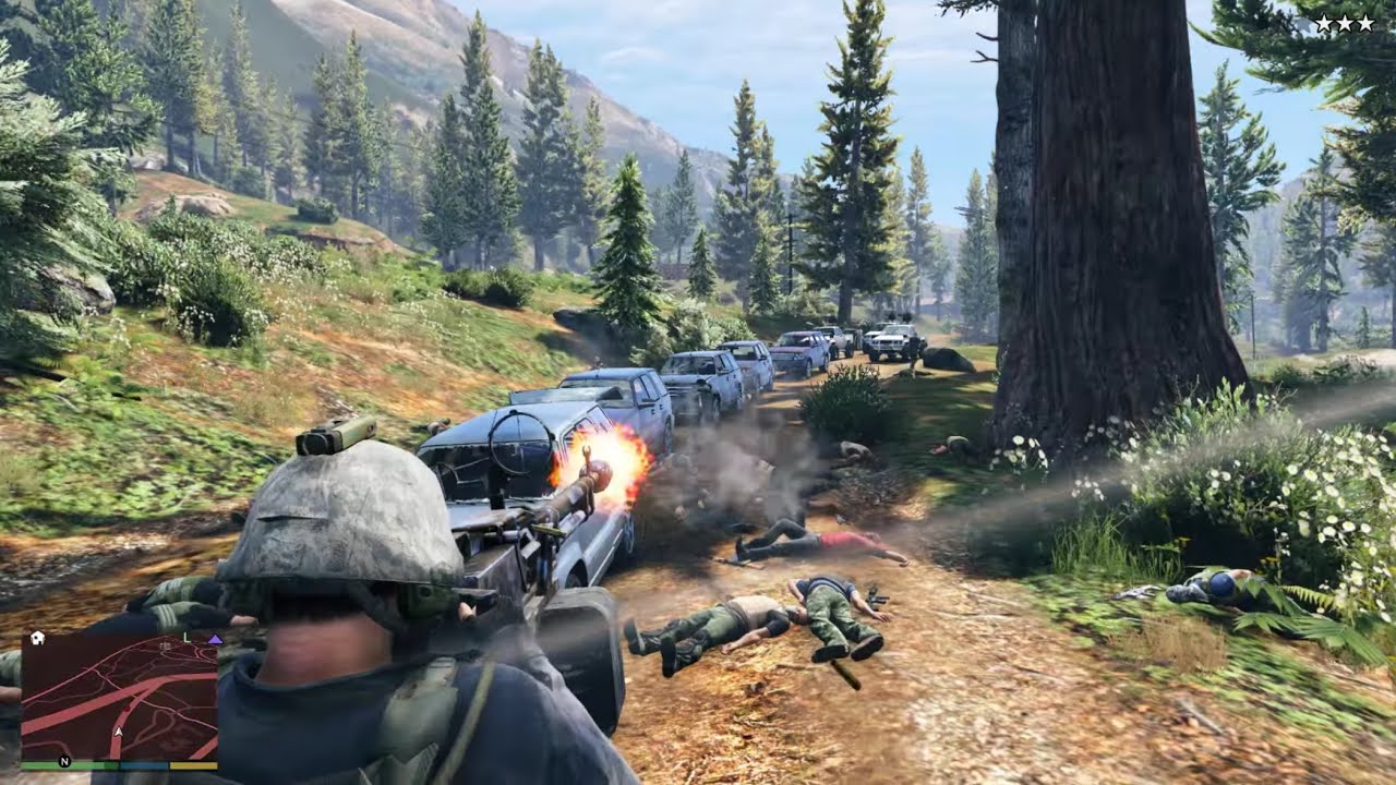 GTA 5 - Forest Cartel Convoy Shootout + Ten Star Escape