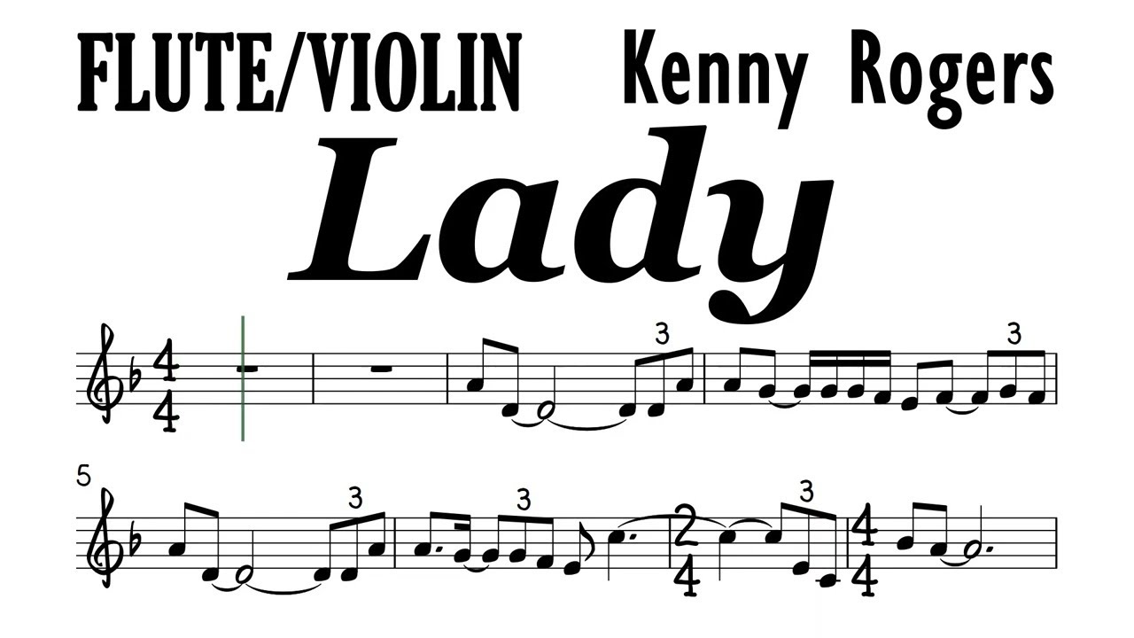 Lady by Kenny Rogers Flute Violin Sheet Music Backing Track Play Along Partitura