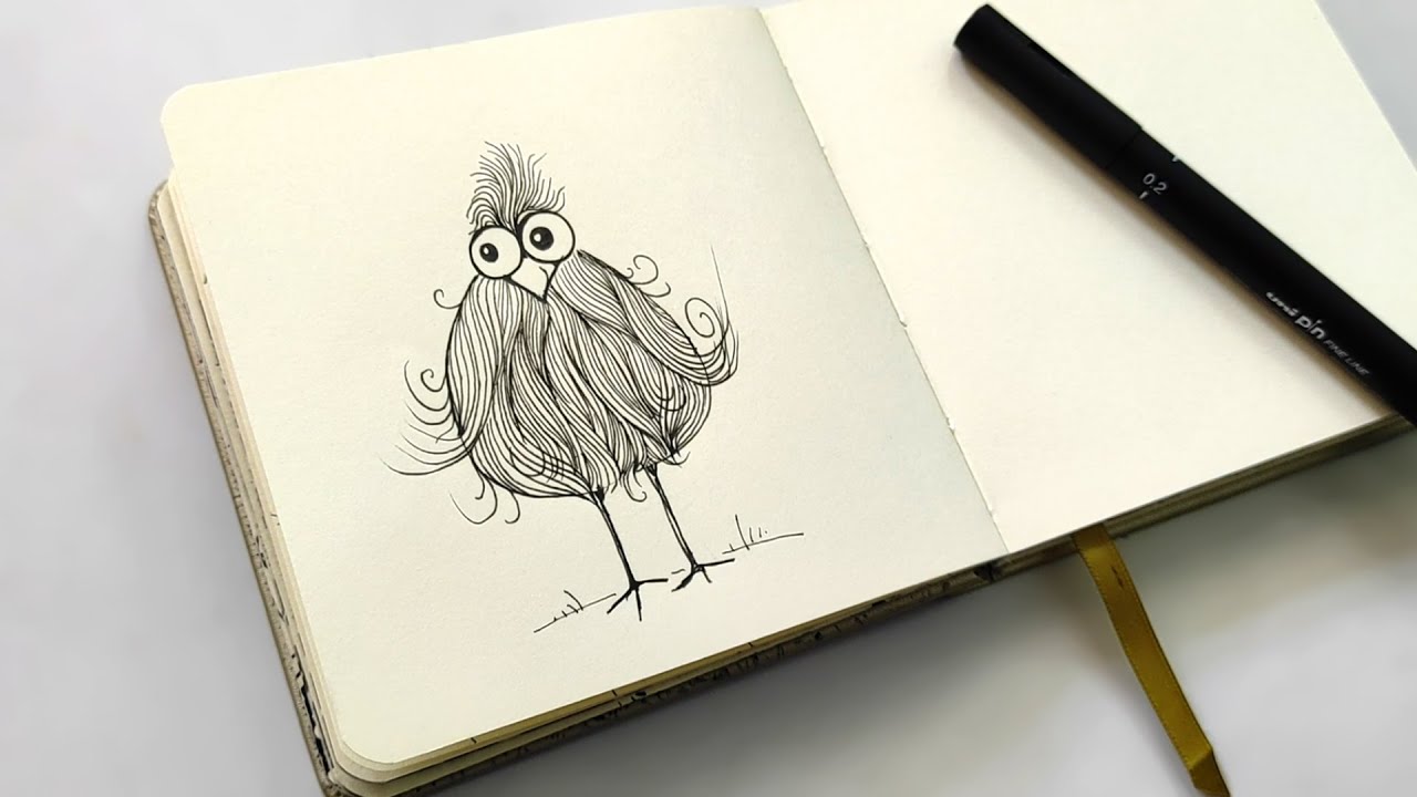 Very Easy Cute Bird Drawing | Zentangle Bird Art for Beginners