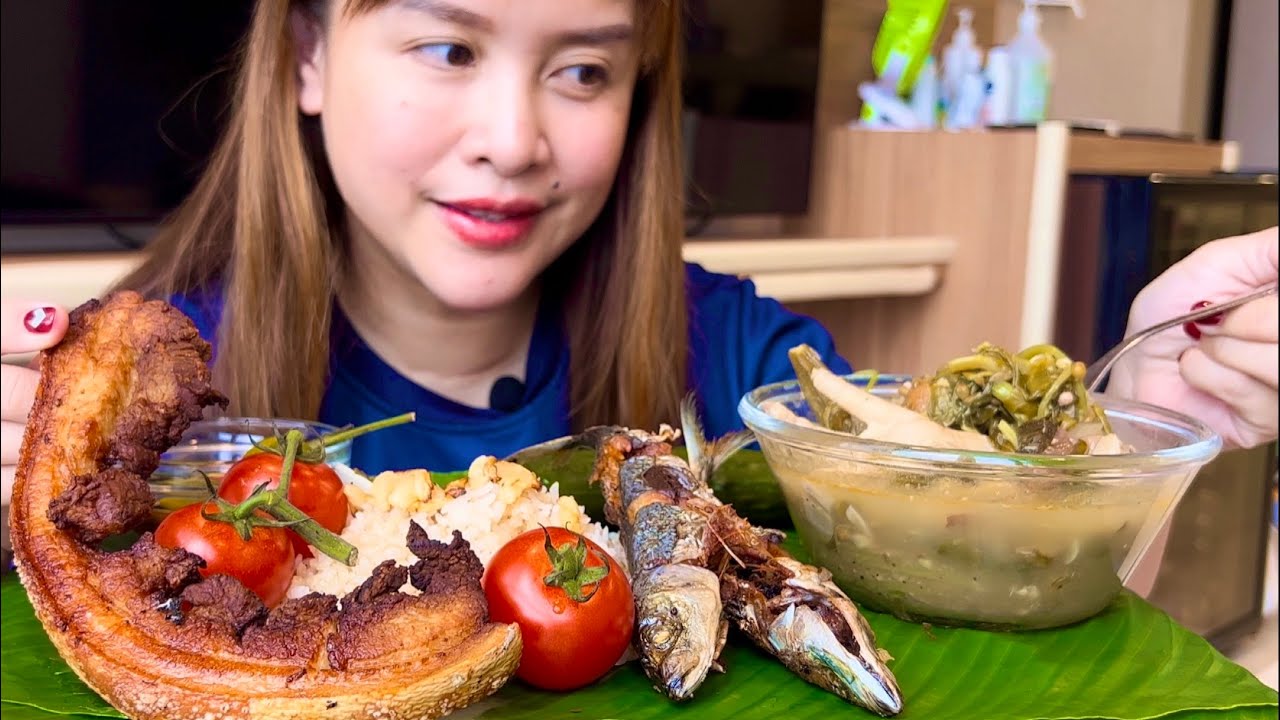 PINOY PERFECT COMBO | Munggo, fried galunggong & lechon kawali | MUKBANG