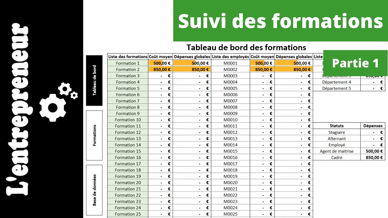 #1 Faire un suivi de formations sur EXCEL