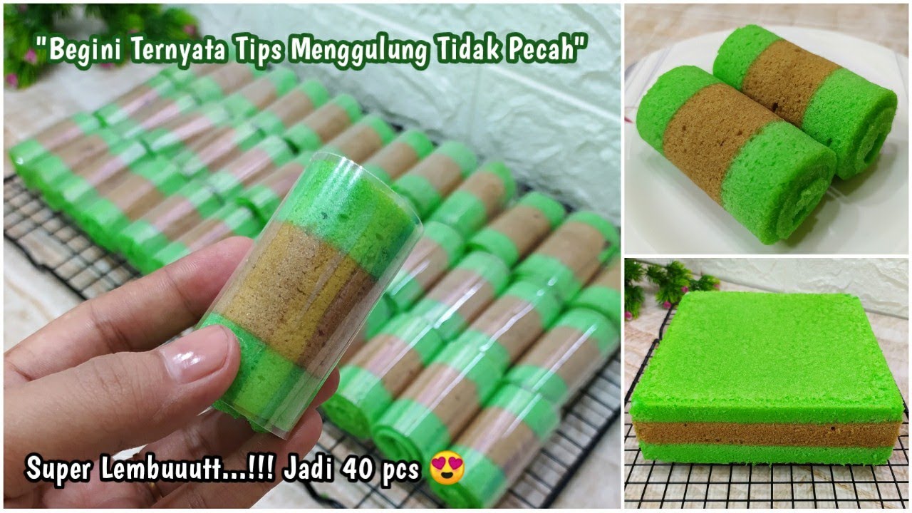 INI DIA YG SPECIAL 😍 SUPER DUPER LEMBUT DAN EMPUK_Bolu Gulung Mini Coklat Pandan (Ide Jualan) 👌